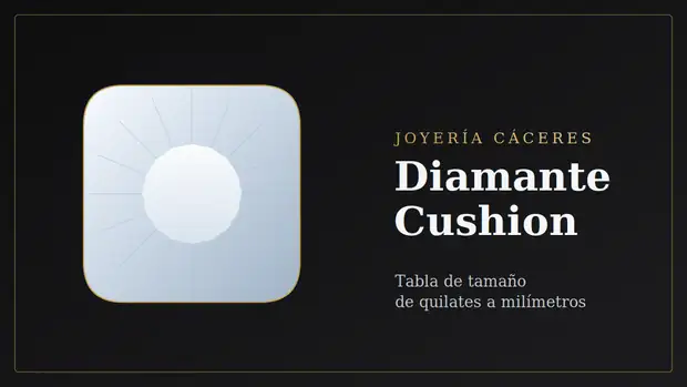 Diamante corte cushion o cojín — tabla de tamaño de quilates a milímetros