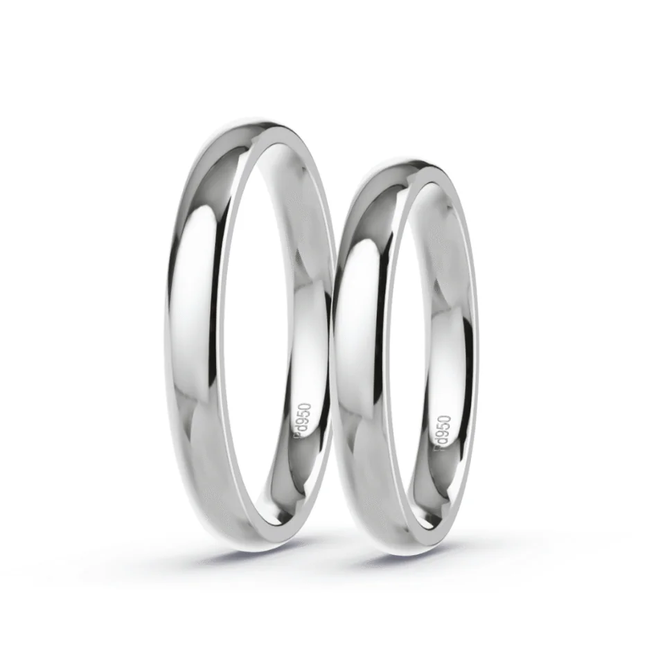 Argollas de Matrimonio Ingl&eacute;s Platino 999 3mm 12,1g - Par
