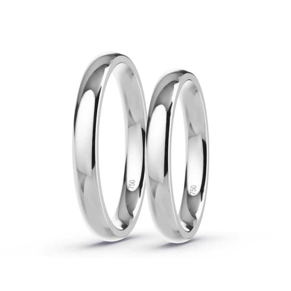 Argollas de Matrimonio Inglés Oro blanco 18K 3mm 8,4g - Par