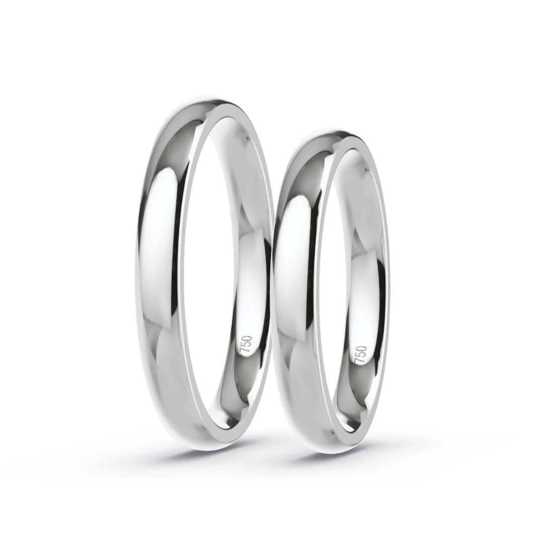 Anillo de Matrimonio – Inglés 3 mm – Blanco en oro blanco 18k — Joyería Cáceres