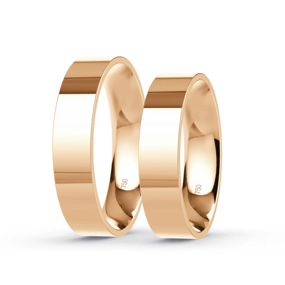 Argollas de Matrimonio Planas Oro rosa 18K 4,5mm 11,8g - Par