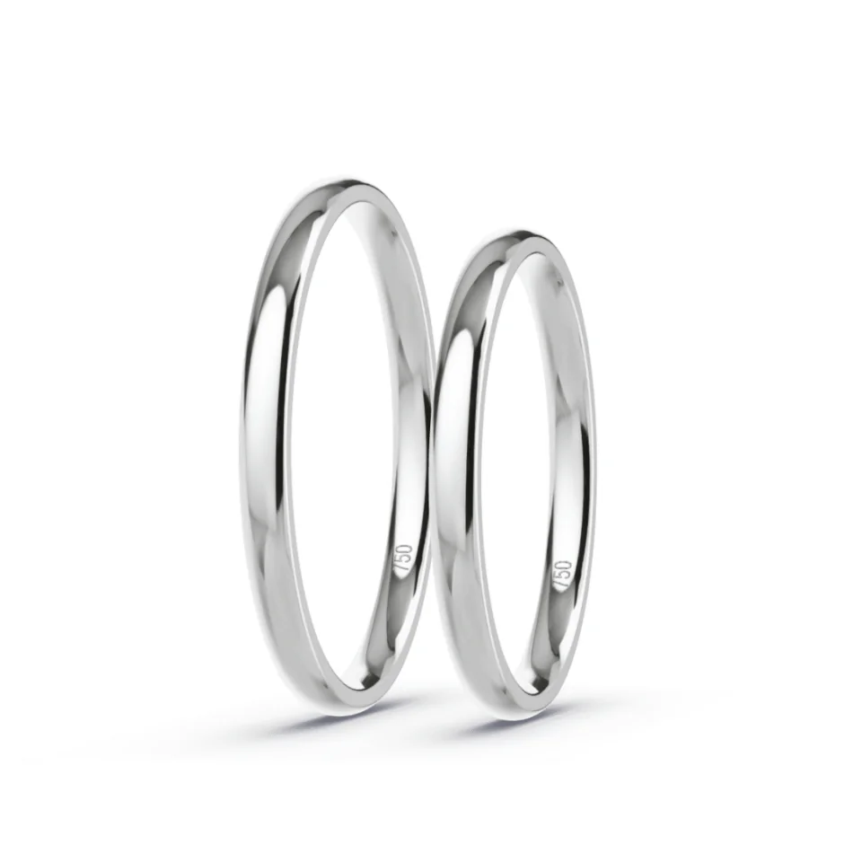 Anillos de Promesa Oro blanco 18K 2mm - Par | Joyería Cáceres