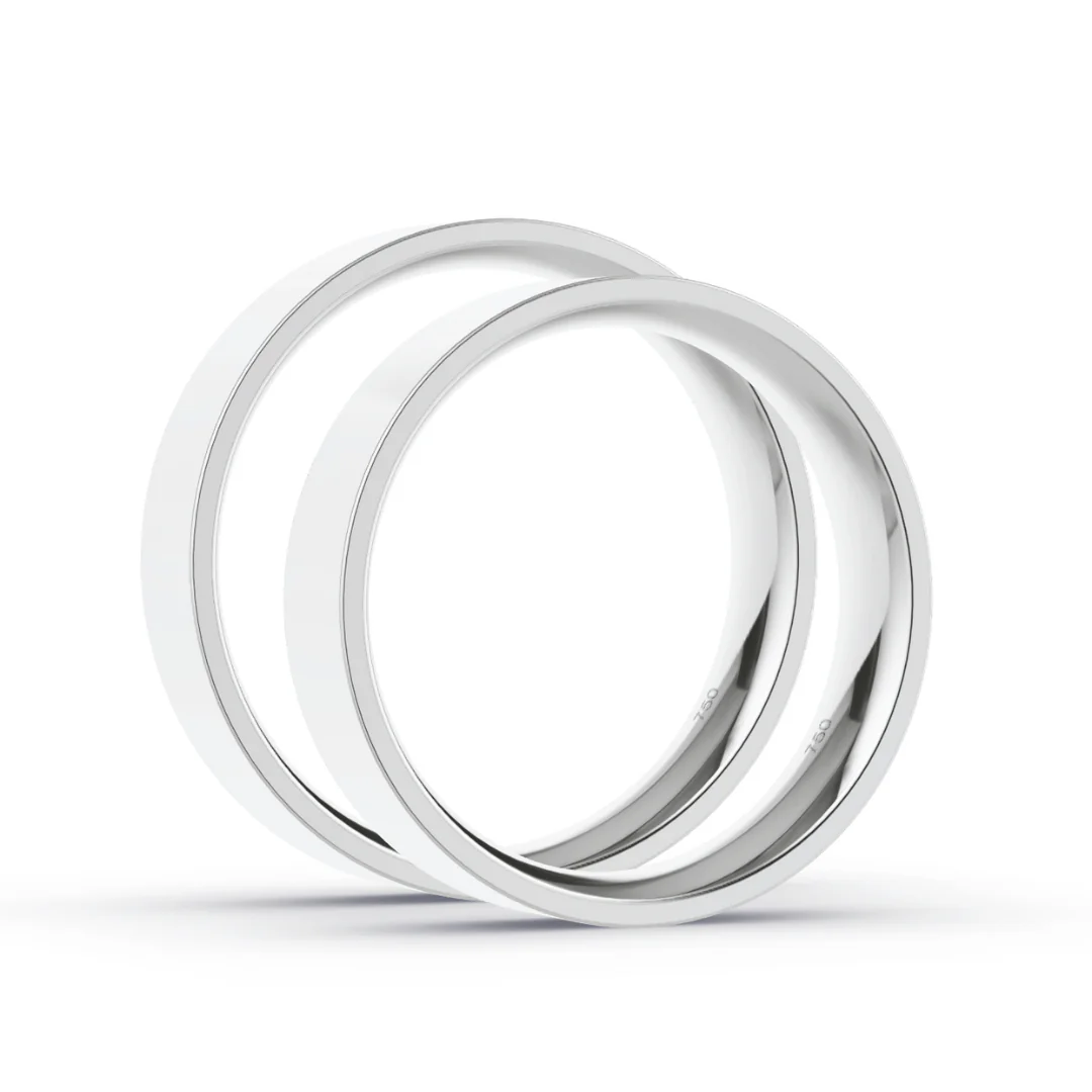 Anillo de Matrimonio – Planas 4,5 mm – Blanco en oro blanco 18k — Joyería Cáceres