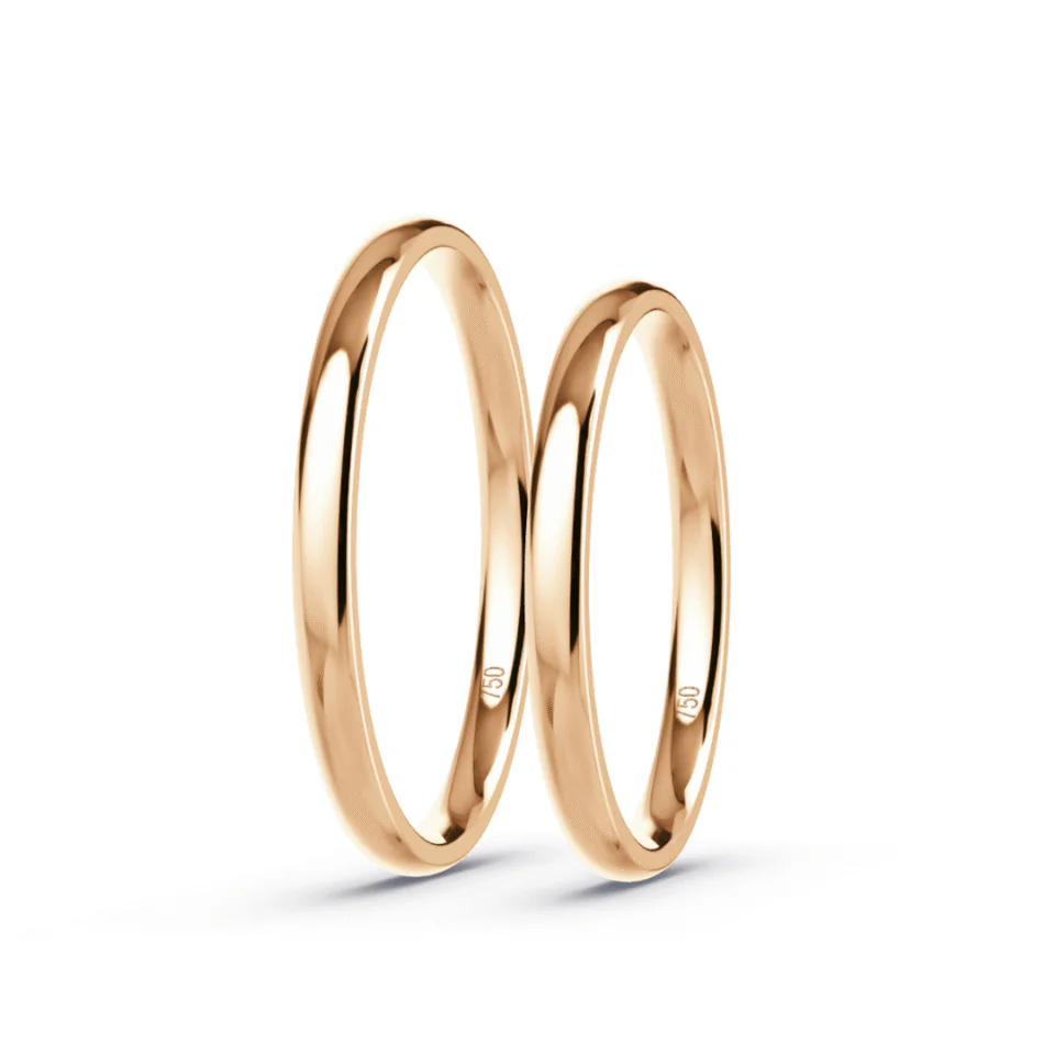 Anillos de Promesa Oro rosa 18K 2mm - Par | Joyería Cáceres