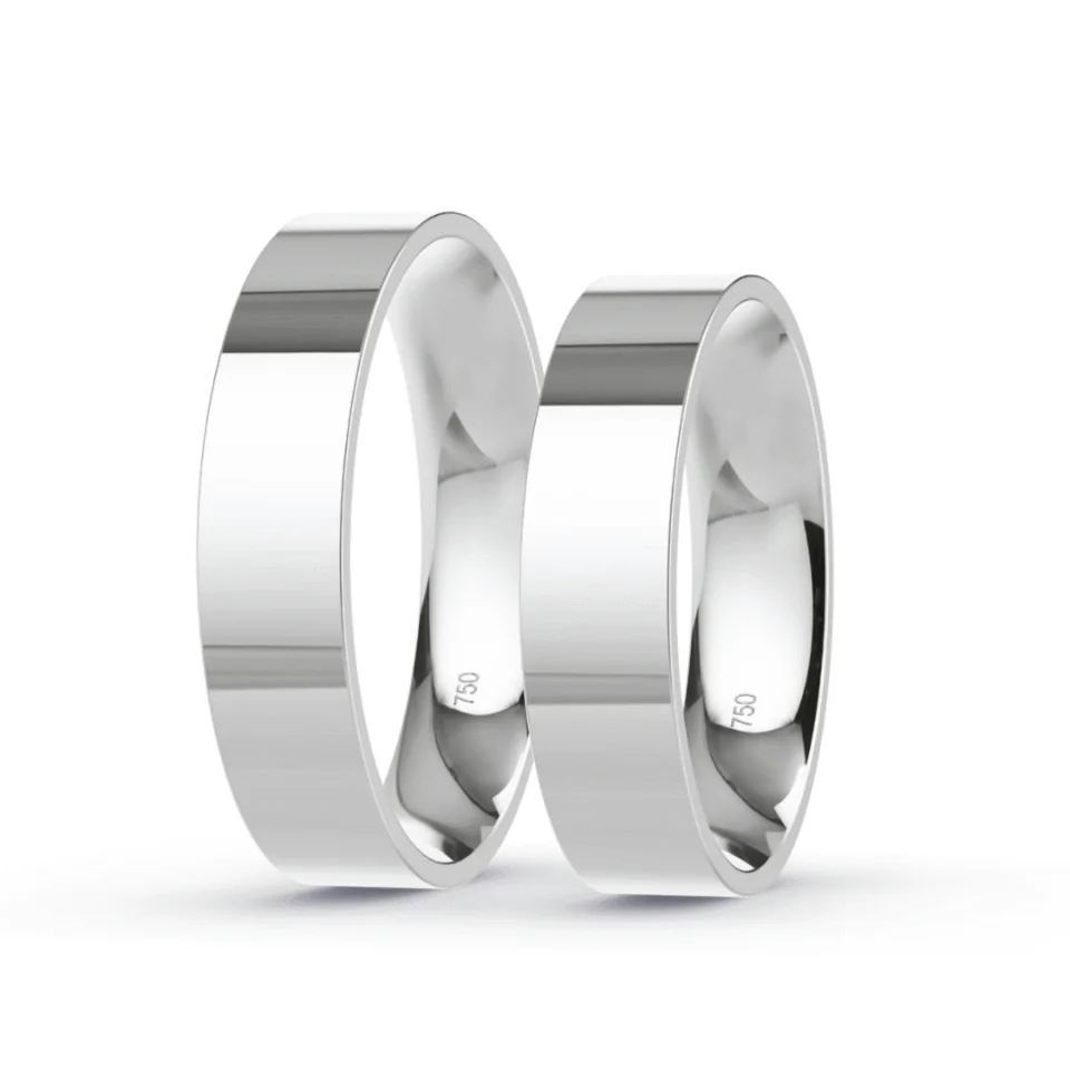Argollas de Matrimonio Planas Oro blanco 18K 4,5mm 11,8g - Par