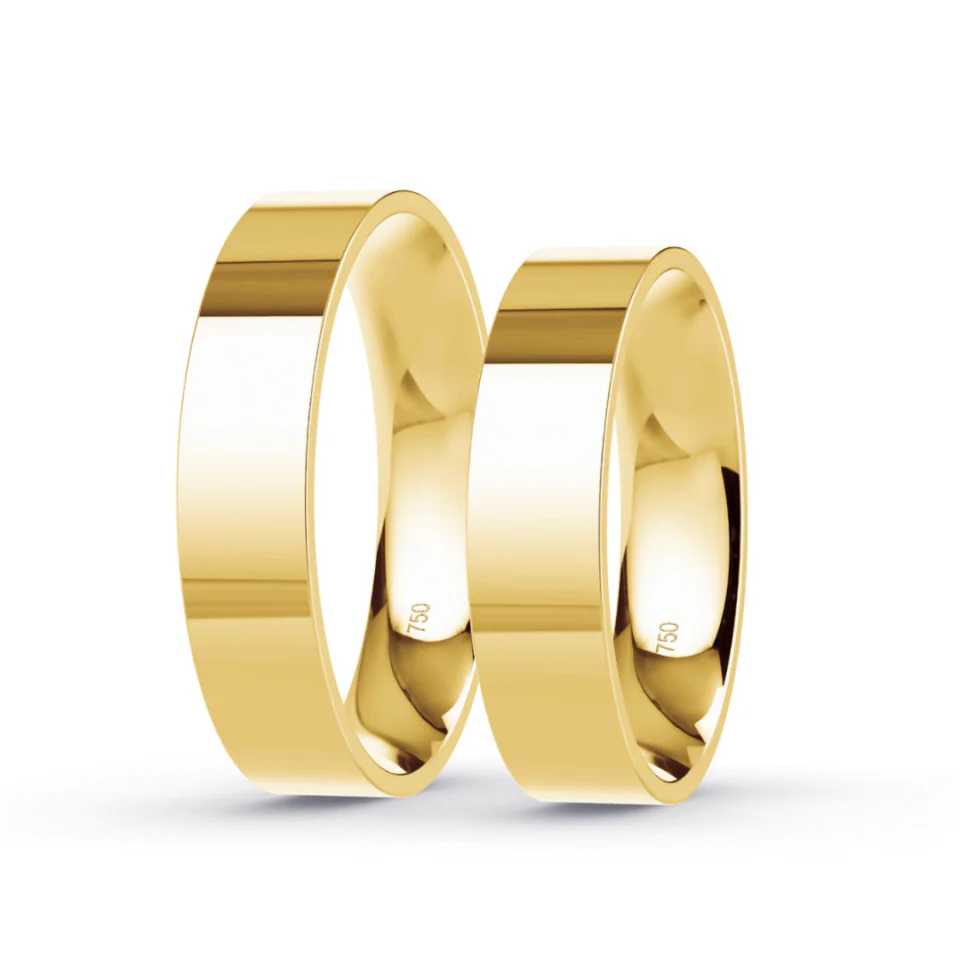 Argollas de Matrimonio Planas Oro amarillo 18K 4,5mm 11,8g - Par