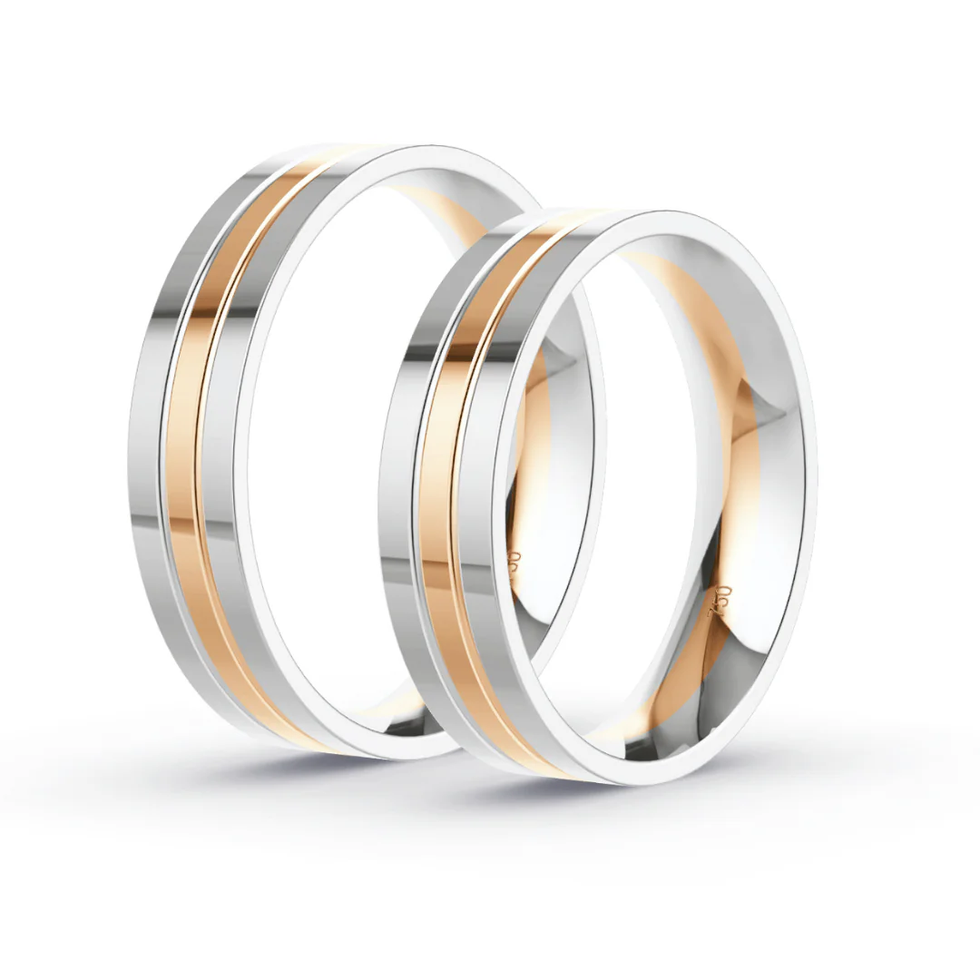 Anillo de Matrimonio – Alma  Bicolor 5,0 mm – Rosado en oro bicolor 18k — Joyería Cáceres