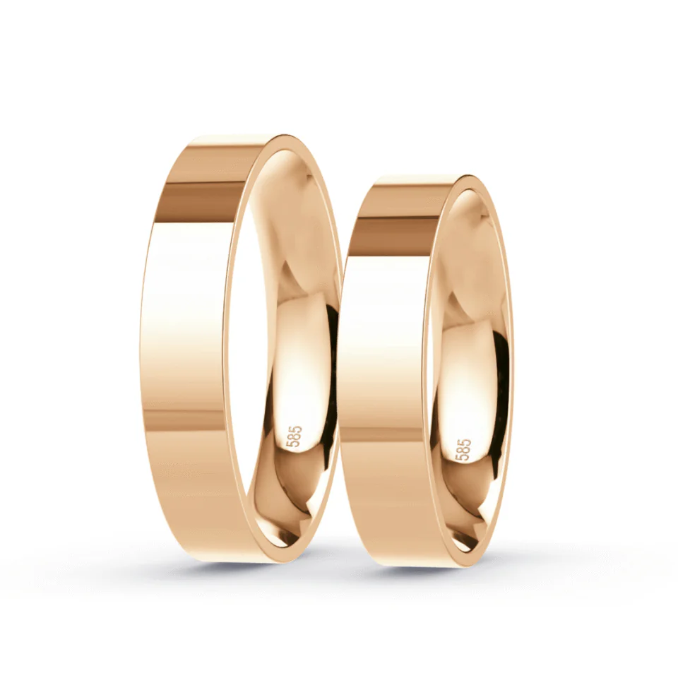 Argollas de Matrimonio Planas Oro rosa 18K 4mm 10,5g - Par