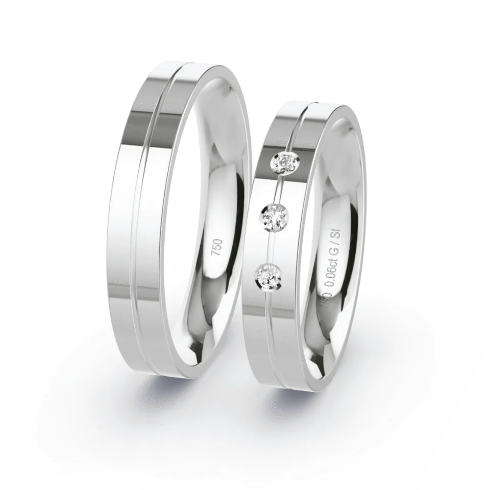 Argollas de Matrimonio Gio Oro blanco 18K 4mm - Par
