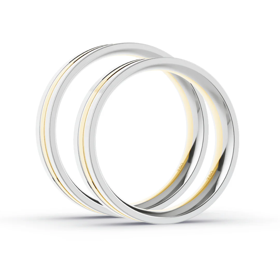 Anillo de Matrimonio – Alma  Bicolor 5,0 mm – Amarillo en oro bicolor 18k — Joyería Cáceres
