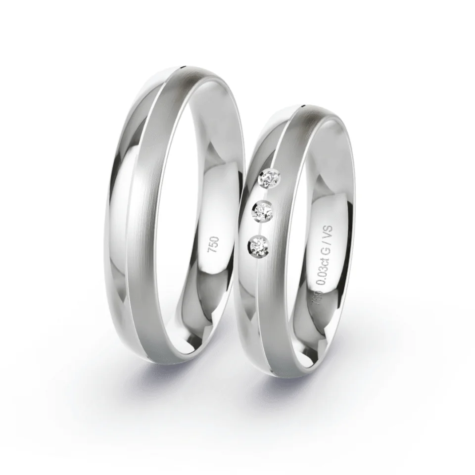 Argollas de Matrimonio Mia Oro blanco 18K 4mm 9,2g - Par