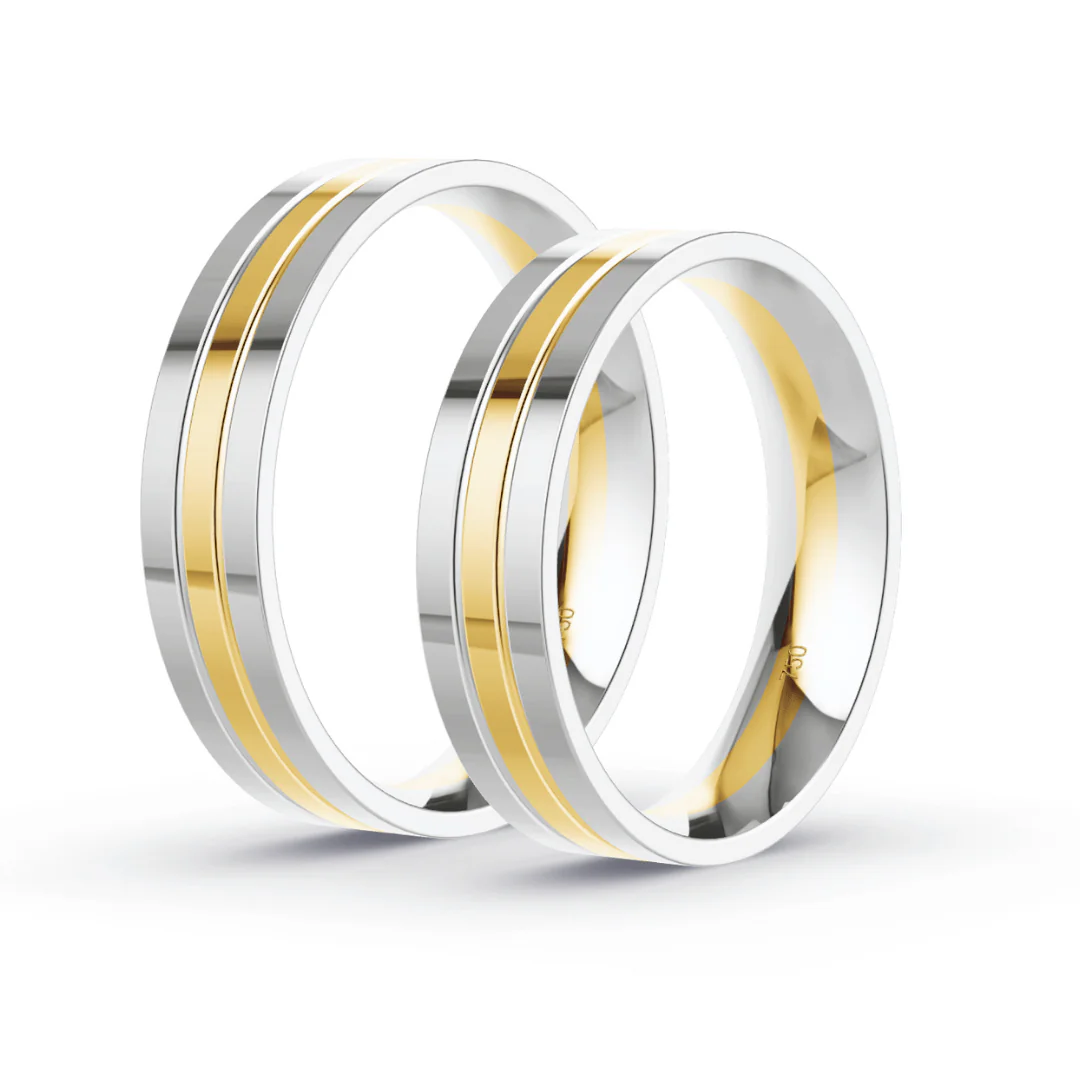 Anillo de Matrimonio – Alma  Bicolor 5,0 mm – Amarillo en oro bicolor 18k — Joyería Cáceres