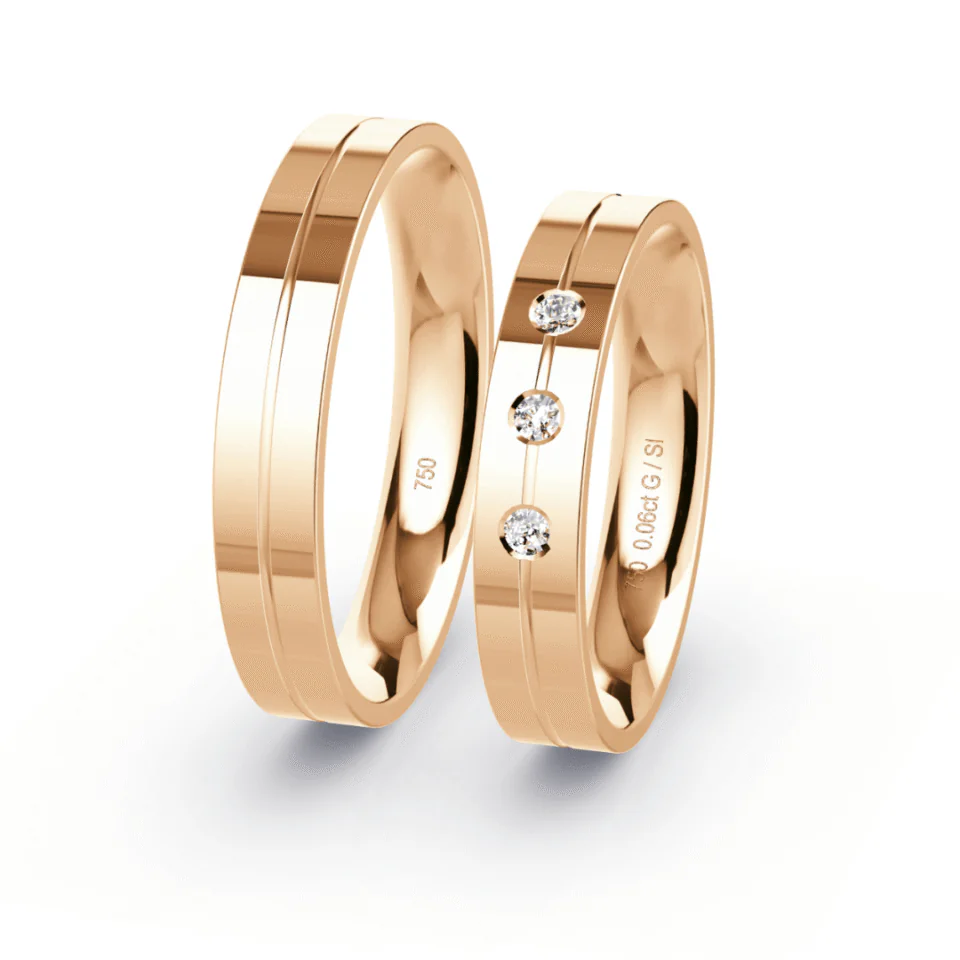 Argollas de Matrimonio Gio Oro rosa 18K 4mm - Par