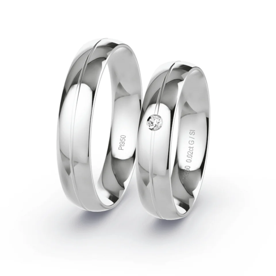 Argollas de Matrimonio Cuore Platino 999 4,5mm 15g - Par