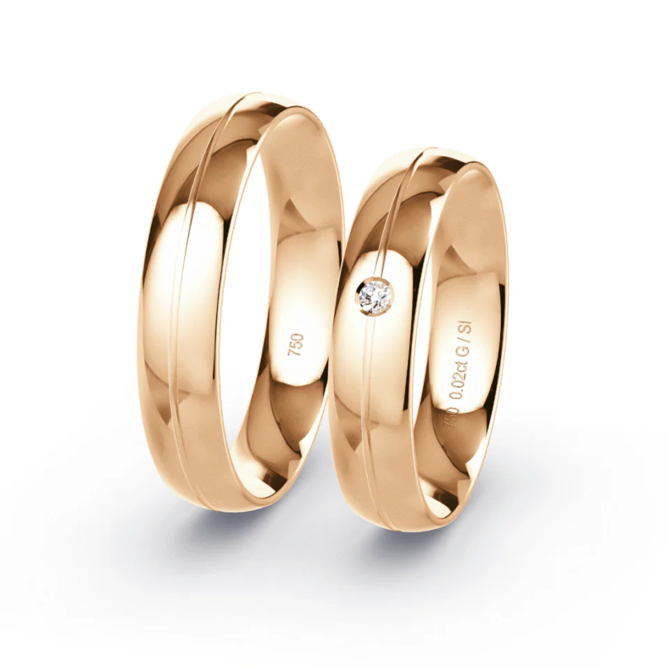 Argollas de Matrimonio Cuore Oro rosa 18K 4,5mm 10,4g - Par