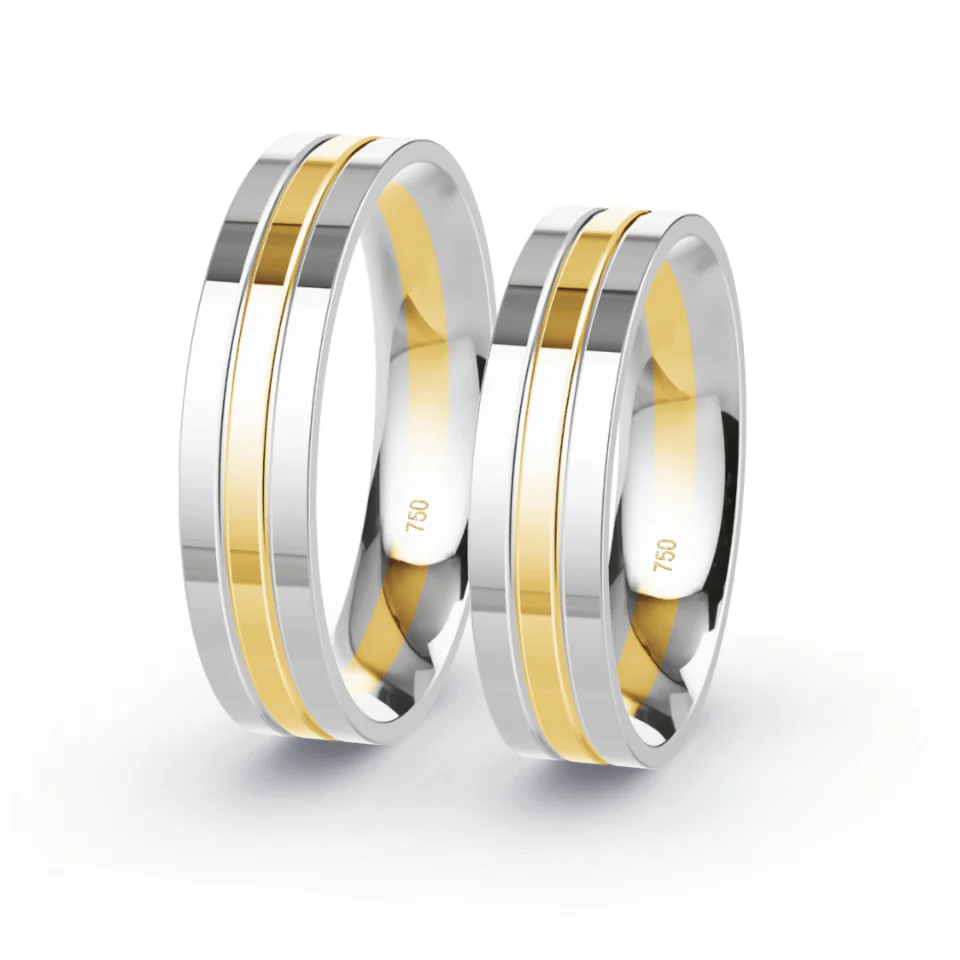 Argollas de Matrimonio Alma Bicolor Amarillo 18K 5mm 14,5g - Par