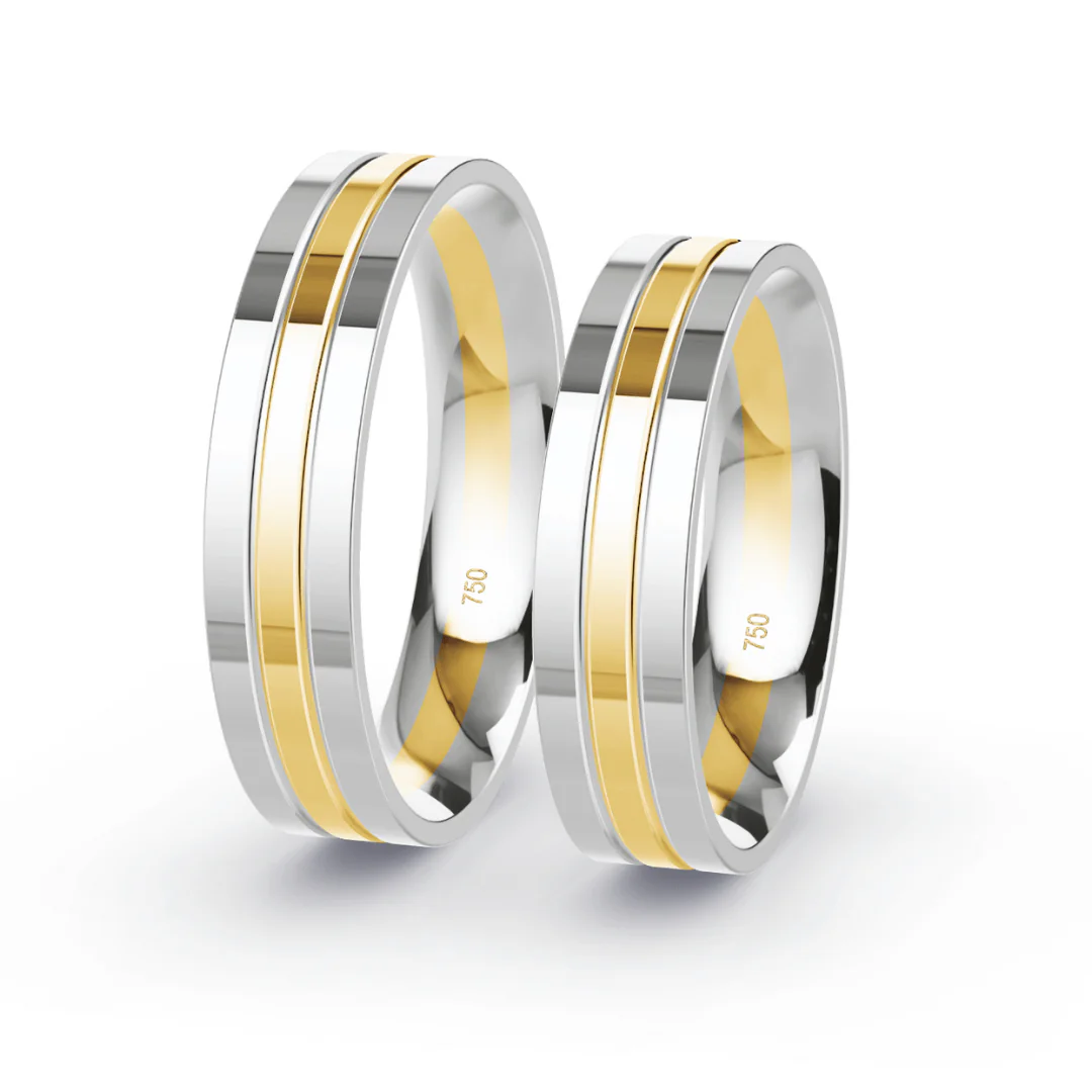 Anillo de Matrimonio – Alma  Bicolor 5,0 mm – Amarillo en oro bicolor 18k — Joyería Cáceres