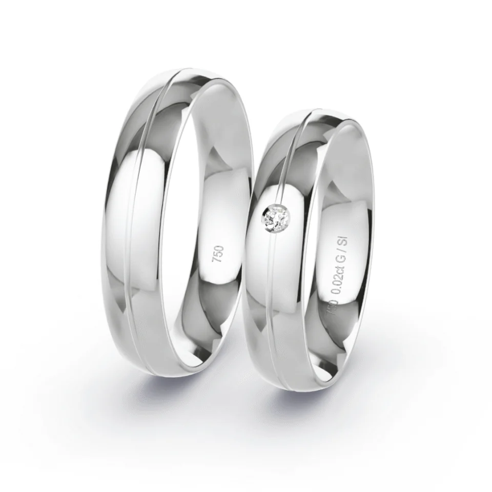 Argollas de Matrimonio Cuore Oro blanco 18K 4,5mm 10,4g - Par