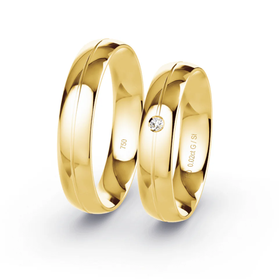 Argollas de Matrimonio Cuore Oro amarillo 18K 4,5mm 10,4g - Par