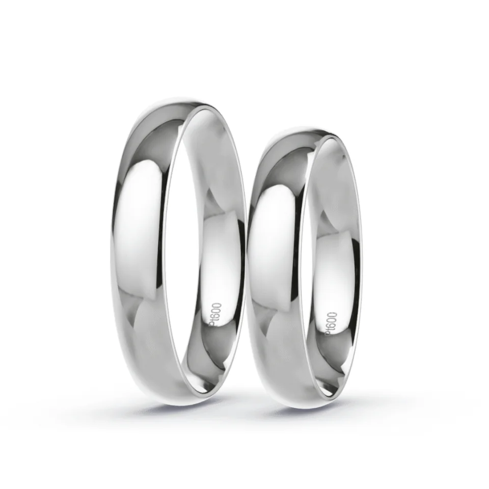 Argollas de Matrimonio Media Caña Platino 999 4mm 13,4g - Par