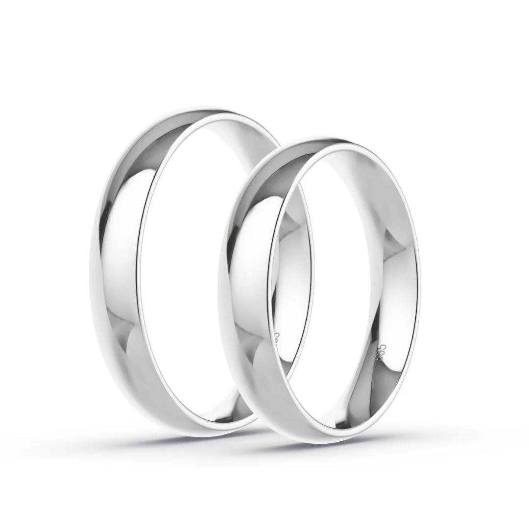 Anillo de Matrimonio – Media Caña 4 mm – Blanco en oro blanco 18k — Joyería Cáceres