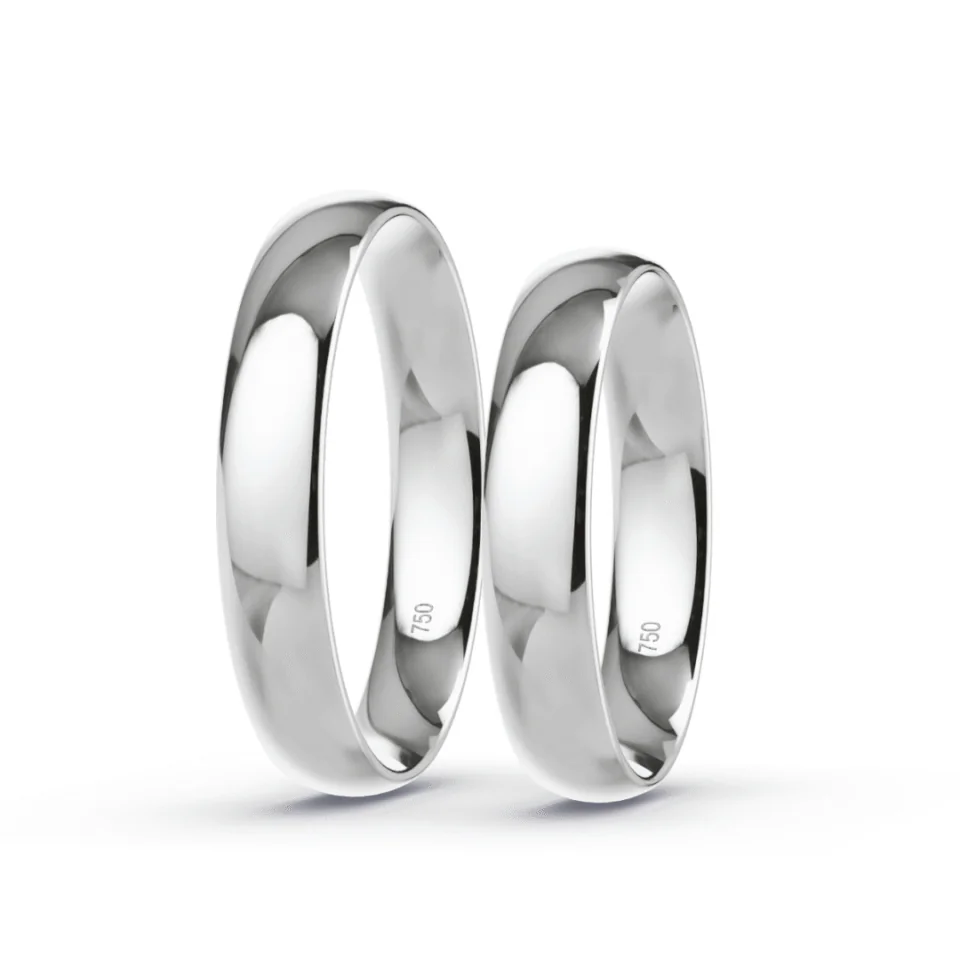 Argollas de Matrimonio Media Ca&ntilde;a Oro blanco 18K 4mm 9,2g - Par