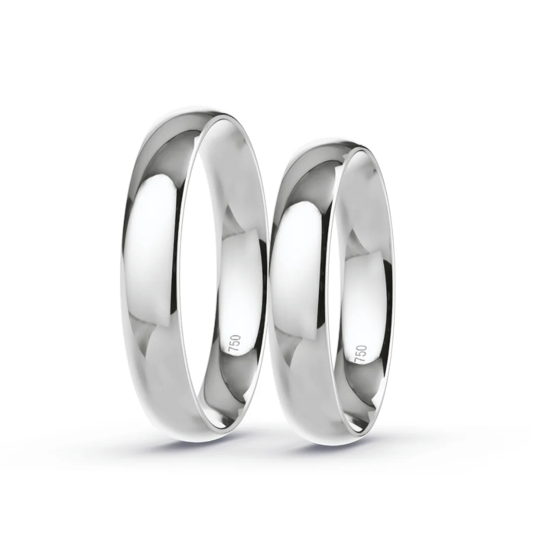 Anillo de Matrimonio – Media Caña 4 mm – Blanco en oro blanco 18k — Joyería Cáceres