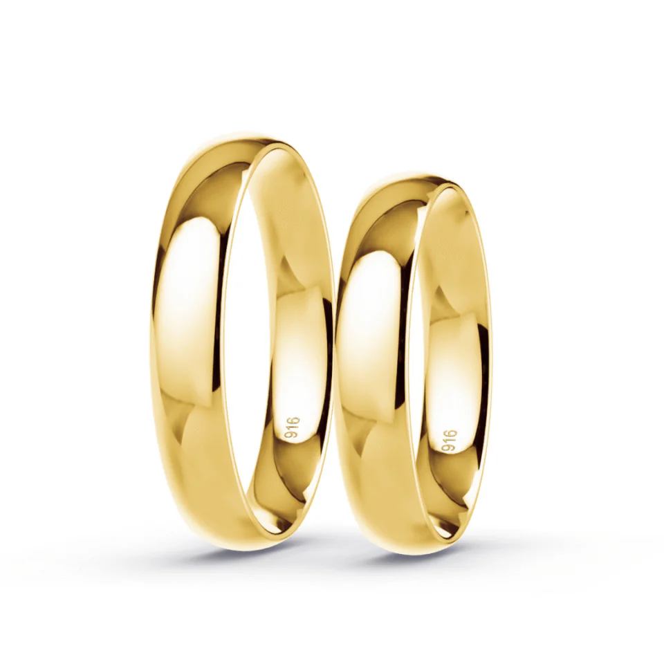 Argollas de Matrimonio Media Caña Oro amarillo 18K 4mm 9,2g - Par