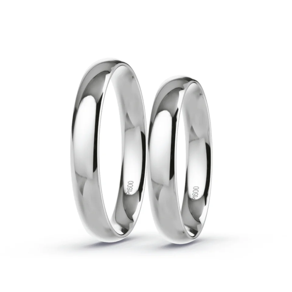Argollas de Matrimonio Media Ca&ntilde;a Platino 999 3,5mm 11,7g - Par