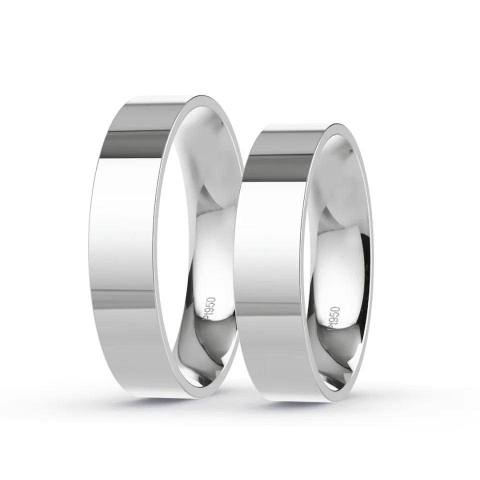 Argollas de Matrimonio Planas Platino 999 4,5mm 17,2g - Par