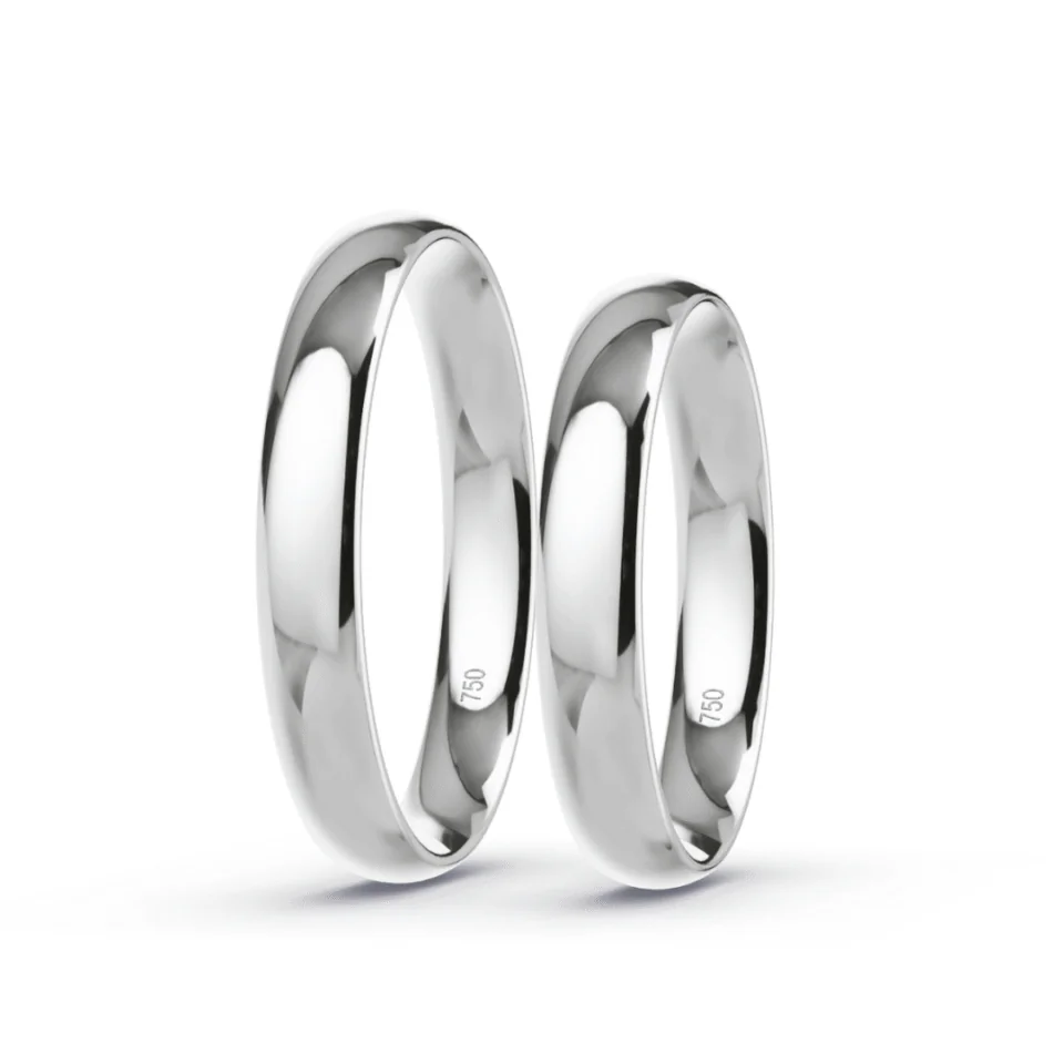 Argollas de Matrimonio Media Caña Oro blanco 18K 3,5mm 8,1g - Par