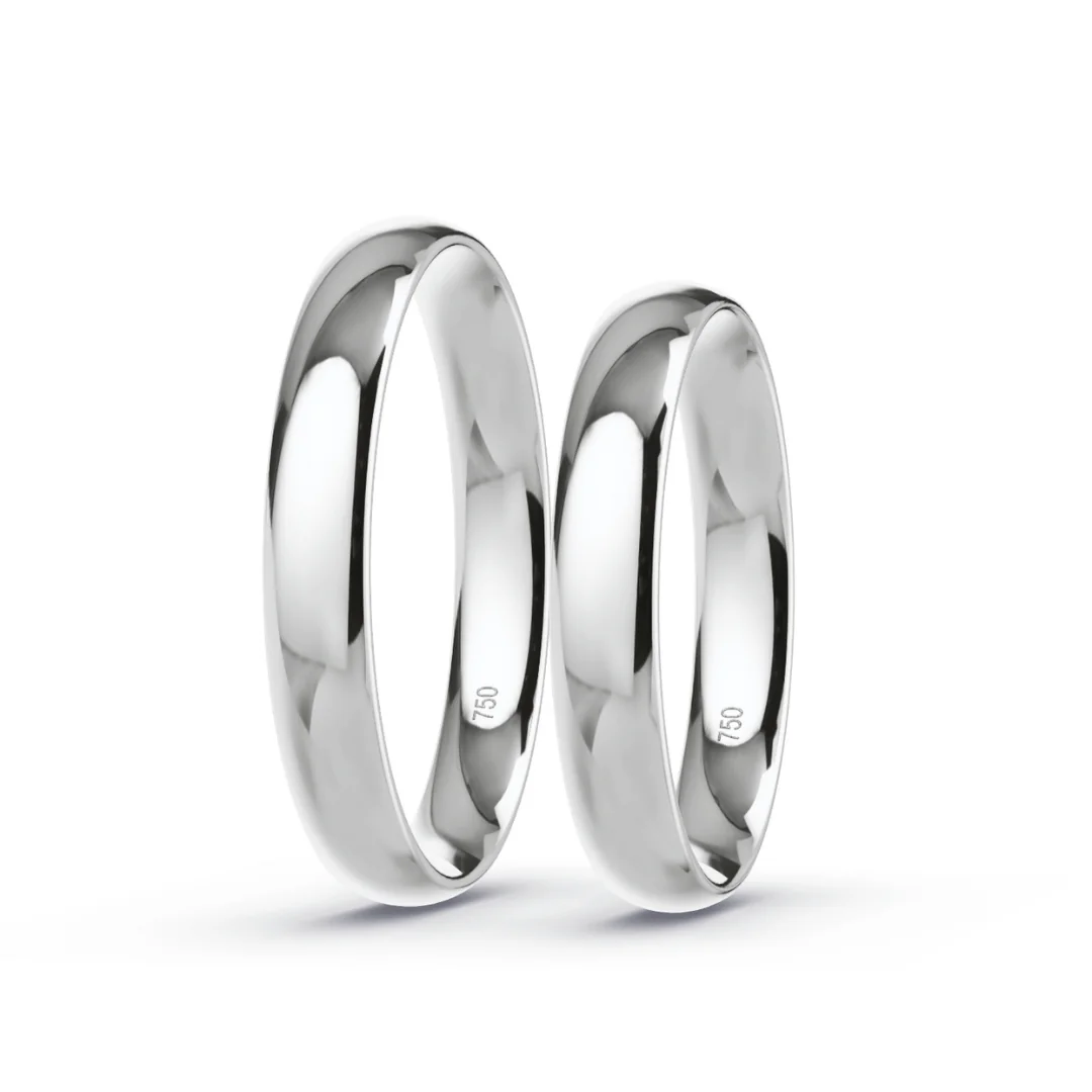 Anillo de Matrimonio – Media Caña 3,5 mm – Blanco en oro blanco 18k — Joyería Cáceres
