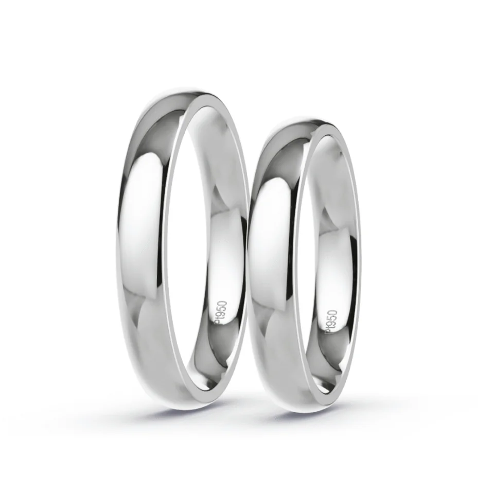 Argollas de Matrimonio Inglés Platino 999 3,5mm 14,2g - Par