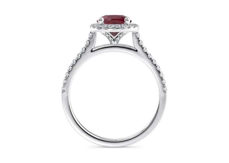 Anillo de Compromiso Aphrodite Rubí en oro blanco 18k — Joyería Cáceres