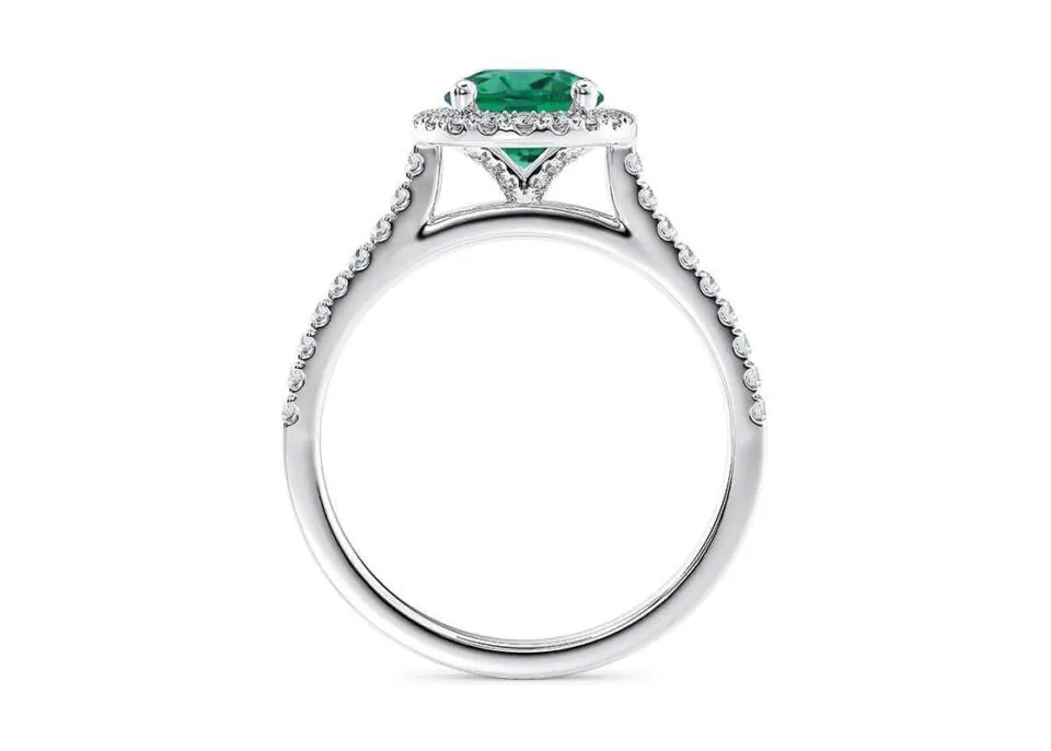 Anillo de Compromiso Aphrodite Esmeralda en oro blanco 18k — Joyería Cáceres