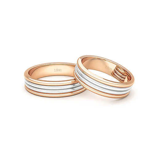 Anillo de Matrimonio – Bicolor franjas 5 mm  Rosado en oro bicolor 18k — Joyería Cáceres