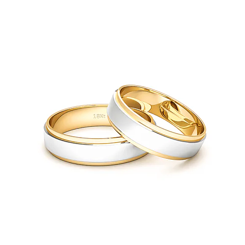 Anillo de Matrimonio – Bicolor canto 5 mm – Amarillo en oro bicolor 18k — Joyería Cáceres