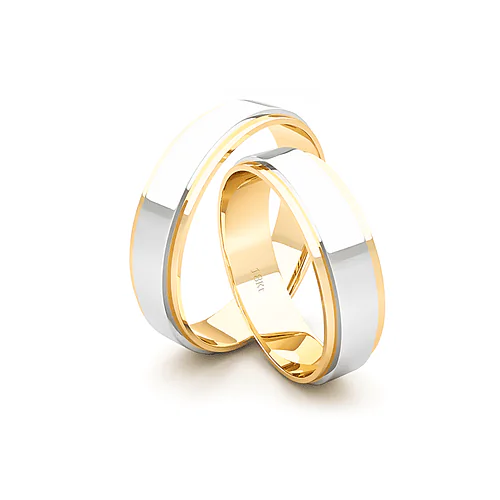 Anillo de Matrimonio – Bicolor canto 5 mm – Amarillo en oro bicolor 18k — Joyería Cáceres
