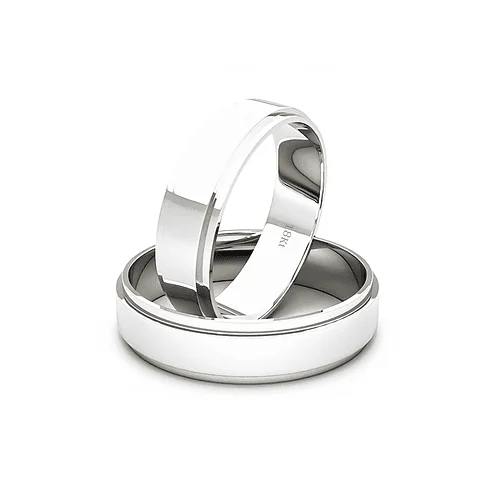 Argollas de Matrimonio Daen Inglés Oro blanco 18K 5mm - Par