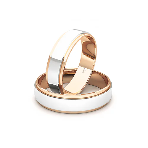 Argollas de Matrimonio Canto Bicolor Rosa 18K 5mm - Par