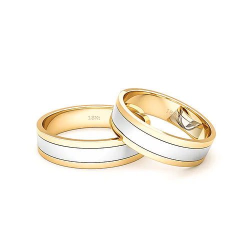 Anillo de Matrimonio – Planas Bicolor core 5 mm Amarillo en oro bicolor 18k — Joyería Cáceres