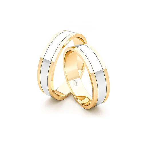 Anillo de Matrimonio &ndash; Planas Bicolor core 5 mm Amarillo en oro bicolor 18k &mdash; Joyer&iacute;a C&aacute;ceres