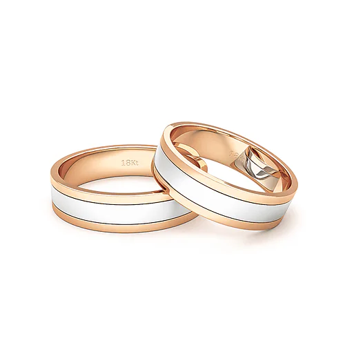 Anillo de Matrimonio – Planas Bicolor core 5 mm Rosado en oro bicolor 18k — Joyería Cáceres