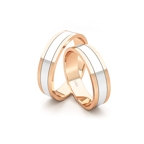 Anillo de Matrimonio – Planas Bicolor core 5 mm Rosado en oro bicolor 18k — Joyería Cáceres