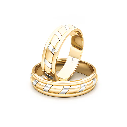 Argollas de Matrimonio King Bicolor Amarillo 18K 5mm - Par