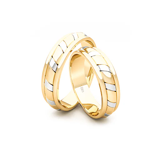 Anillo de Matrimonio –  Bicolor King 5 mm Amarillo en oro bicolor 18k — Joyería Cáceres