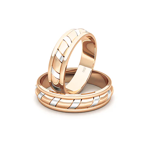 Argollas de Matrimonio King Bicolor Rosa 18K 5mm - Par