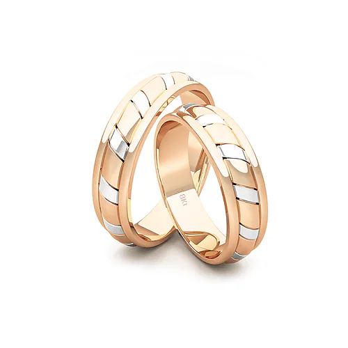 Anillo de Matrimonio –  Bicolor King 5 mm Rosado en oro bicolor 18k — Joyería Cáceres