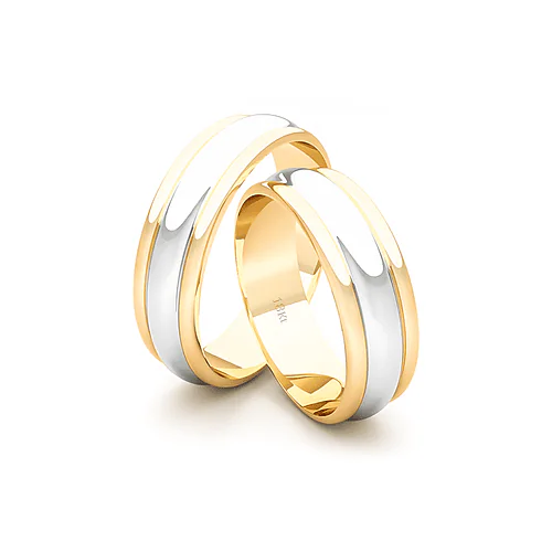 Anillo de Matrimonio – Bicolor canales 5,5 mm Amarillo en oro bicolor 18k — Joyería Cáceres