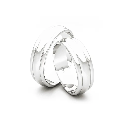 Anillo de Matrimonio – Redondeadas  5,5 mm Blanco en oro blanco 18k — Joyería Cáceres